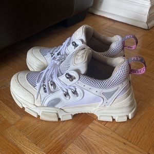 Gucci Leather Mesh Accent Chunky Sneakers, size 7
